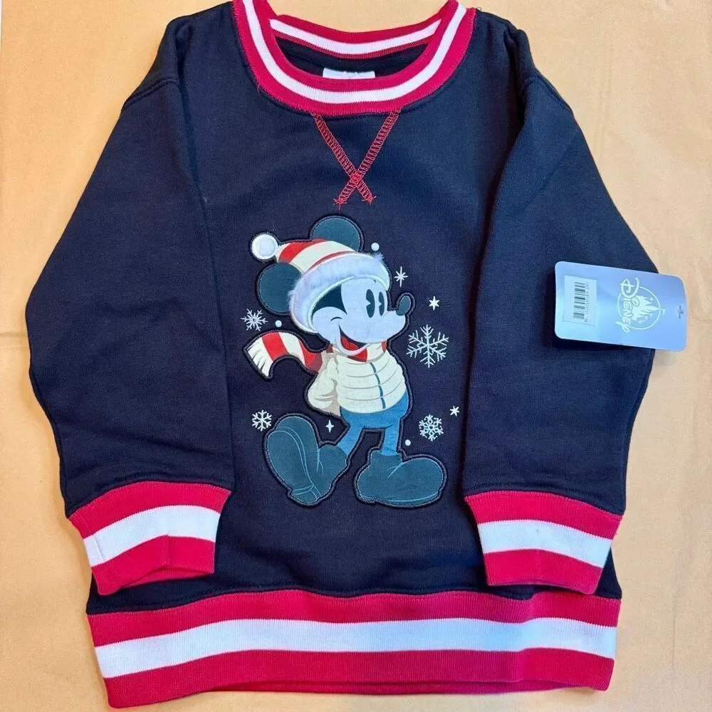 Mickey Mouse Holiday Sweatshirt Kids Disney Parks NWT Size 4 Christmas Girl/Boy